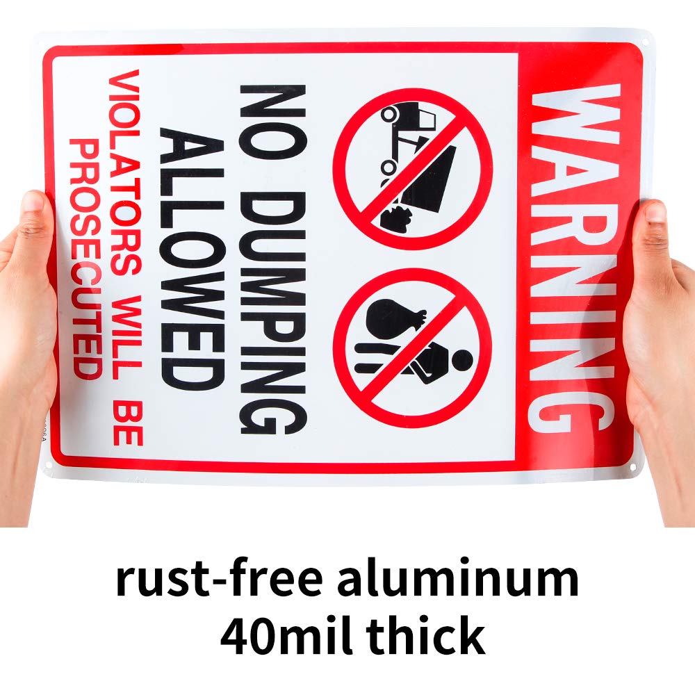 No Dumping Allowed - Violators will be Prosecuted Sign, 14"x 10" .04" Aluminum Reflective Sign Rust Free Aluminum-UV Protected and Weatherproof