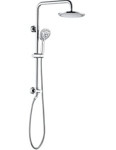 bright showers rain shower heads system including rain fall shower head and handheld shower head with height adjustable holder, solid brass rail 60 inch long stainless steel shower hose, chrome