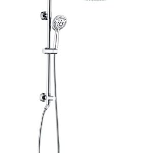 BRIGHT SHOWERS Rain Shower heads system including rain fall shower head and handheld shower head with height adjustable holder, solid brass rail 60 inch long stainless steel shower hose, Chrome