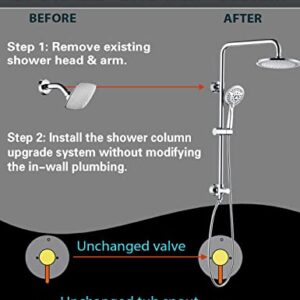 BRIGHT SHOWERS Rain Shower heads system including rain fall shower head and handheld shower head with height adjustable holder, solid brass rail 60 inch long stainless steel shower hose, Chrome