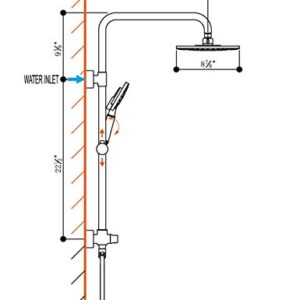 BRIGHT SHOWERS Rain Shower heads system including rain fall shower head and handheld shower head with height adjustable holder, solid brass rail 60 inch long stainless steel shower hose, Chrome