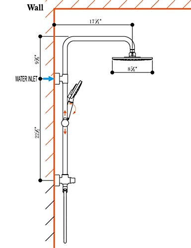 BRIGHT SHOWERS Rain Shower heads system including rain fall shower head and handheld shower head with height adjustable holder, solid brass rail 60 inch long stainless steel shower hose, Chrome