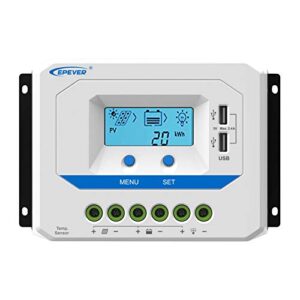 epever® 10a solar charge controller 12v/24v auto working pwm solar panel charge regulator with lcd display and powerful dual usb output