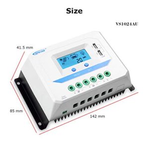 EPEVER® 10A Solar Charge Controller 12V/24V Auto Working PWM Solar Panel Charge Regulator with LCD Display and Powerful Dual USB Output