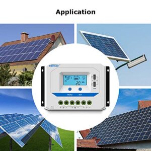 EPEVER® 10A Solar Charge Controller 12V/24V Auto Working PWM Solar Panel Charge Regulator with LCD Display and Powerful Dual USB Output