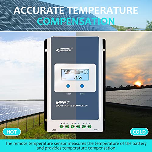 EPEVER 10A Solar Charge Controller MPPT Solar Panel Charge Controller 12V / 24V Auto Working Max PV 100V Solar Charge Battery Regulator with LCD Display for Gel Flooded Sealed Lithium Batteries