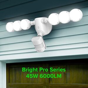 SANSI 45W Motion Sensor Outdoor Light 6000LM Flood Lights Outdoor., 5000K Dusk to Dawn Security Light,4 Modes,320°Wide Angle Illumination for Garage Yard Patio Bright Pro Series Wired Not Solar