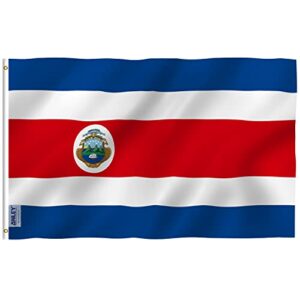 anley fly breeze 3x5 feet costa rica flag - vivid color and fade proof - canvas header and double stitched - the republic of costa rica flags polyester with brass grommets 3 x 5 ft