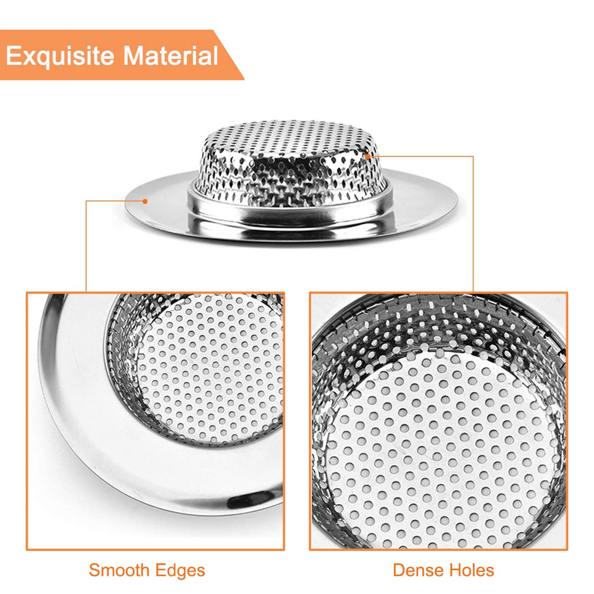 Drain Hair Catcher, 4 Pack, Shower Drain Cover for Bathtub, Kitchen Sink Strainer, Stainless Steel Bathroom Sink, Different Sizes from 2.1" to 4.5"