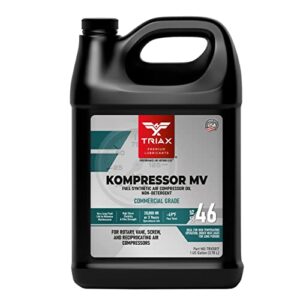 triax kompressor mv iso 46, multi vis, full synthetic air compressor oil, non-detergent, rotary, vane, screw, reciprocal, high temp, 20,000 hour life (1 gallon)