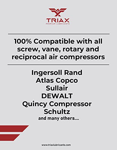 TRIAX Kompressor MV ISO 46, Multi Vis, Full Synthetic Air Compressor Oil, Non-Detergent, Rotary, Vane, Screw, Reciprocal, High Temp, 20,000 Hour Life (1 Gallon)