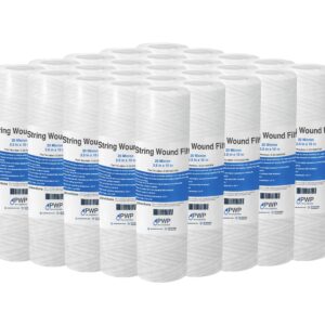 Sediment String Wound Water Filter Cartridge Standard 2.5x10" 20 Micron 25 Pack