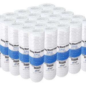 Sediment String Wound Water Filter Cartridge Standard 2.5x10" 20 Micron 25 Pack