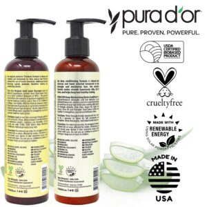 PURA D'OR Anti-Thinning Biotin Shampoo and Conditioner Natural Earthy Scent,CLINICALLY TESTED Proven Results,DHT Blocker Thickening Products For Women & Men,Original Gold Label Hair Care Set 8oz x2