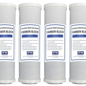 4-Pack Compatible for Watts MAXETW-975 10-Inch 5-Micron for Multi-Cartridge Whole House Water Filter with Solid Block Activated Carbon