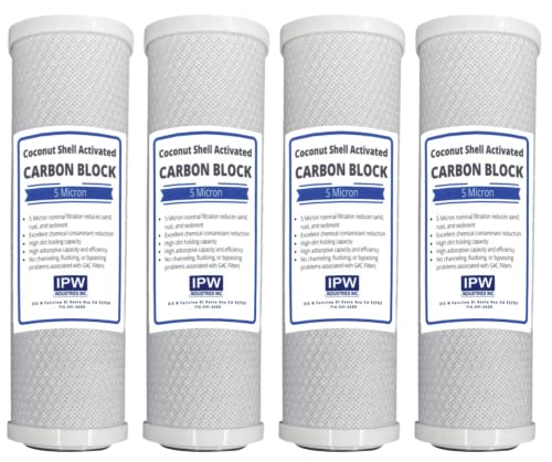 4-Pack Compatible for Watts MAXETW-975 10-Inch 5-Micron for Multi-Cartridge Whole House Water Filter with Solid Block Activated Carbon