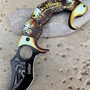 9" Elitedge Scorpion Assisted Opening Pocket Knife Stainless Steel Handle Blade