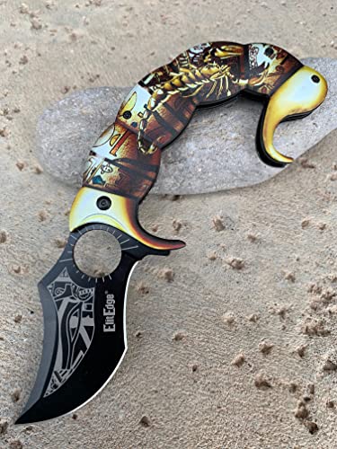 9" Elitedge Scorpion Assisted Opening Pocket Knife Stainless Steel Handle Blade