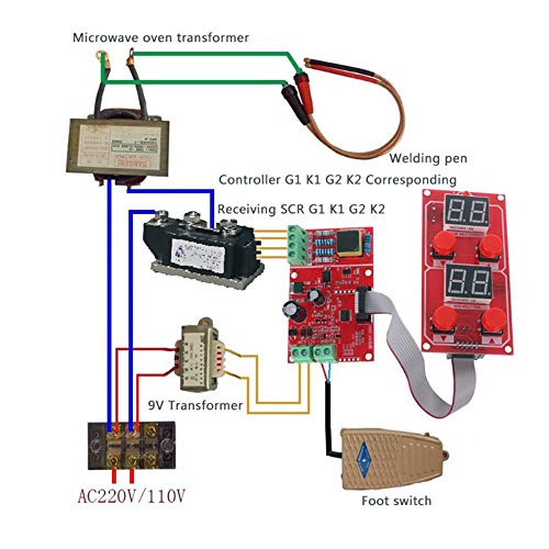 Taidacent NY-D01 DIY Spot Welder Controller 40A Adjustable Spot Welding Time and Current Controller Digital Display Spot Welding Machine Transformer Control Board (40A spot welder control panel)