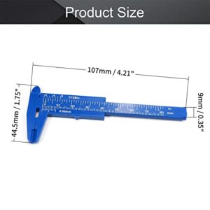 Utoolmart Vernier Caliper 80mm / 3.1-inch Plastic Measuring Tool for Precision Measurements Outside Inside Depth (Blue) 5 Pcs