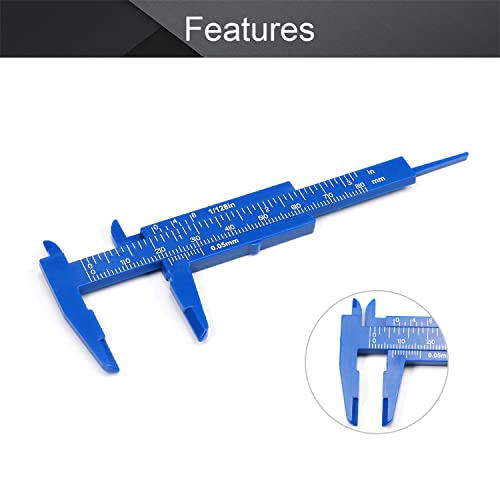 Utoolmart Vernier Caliper 80mm / 3.1-inch Plastic Measuring Tool for Precision Measurements Outside Inside Depth (Blue) 5 Pcs