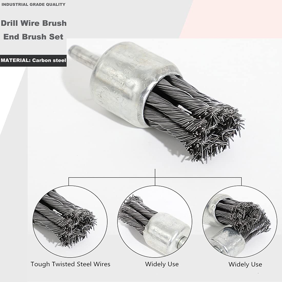 9 Pack Wire Wheels Brush for Drill, - Sizes 0.8" 1" 1.2", Mixiflor Knotted and Wire End Brush, for Derusting, Paint Removal, Deburring. Fast, Easy for Angle Grinder, Pneumatic - 2.75 Inch