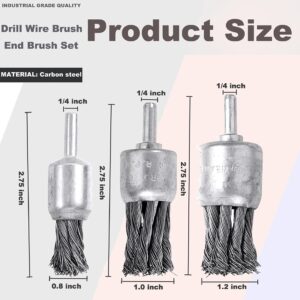 9 Pack Wire Wheels Brush for Drill, - Sizes 0.8" 1" 1.2", Mixiflor Knotted and Wire End Brush, for Derusting, Paint Removal, Deburring. Fast, Easy for Angle Grinder, Pneumatic - 2.75 Inch