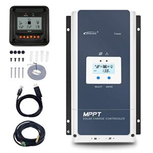epever 100a mppt solar charge controller 12v/24v/36v/48v auto max 150v input negative ground solar panel charge regulator with mt50 remote meter temperature sensor rts & pc communication cable rs485