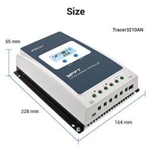 EPEVER 30A Solar Charge Controller MPPT 12V / 24V Auto Max.PV 100V Input Negative Ground Solar Panel Charge Regulator with MT50 Remote Meter Temperature Sensor RTS & PC Communication Cable RS485