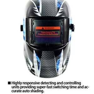 Full Face Welding Mask Auto Darkening Welding Helmet Head Protection For Tig Mig Arc Weld Grinding Blue