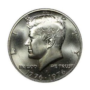 1976 s silver kennedy bicentennial half dollar - dual dated (1776-1976) - bright white - us mint brilliant uncirculated -