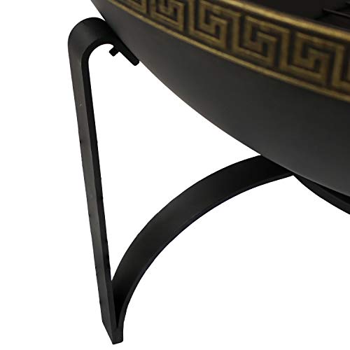 Sunnydaze 26-Inch Diameter Contemporary Steel Outdoor Wood Burning Fire Bowl with Handles and Spark Screen - Outside Metal Backyard Bonfire Patio Fire Pit