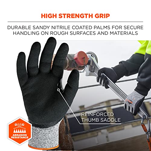 Ergodyne Nitrile Coated Work Gloves, Cut Resistant Level A3, Grip For Wet or Dry Enviroments, Ergodyne ProFlex 7031,Gray,Medium