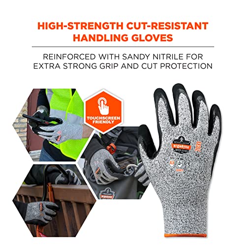 Ergodyne Nitrile Coated Work Gloves, Cut Resistant Level A3, Grip For Wet or Dry Enviroments, Ergodyne ProFlex 7031,Gray,Medium