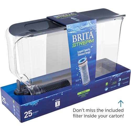 Brita XL Water Filter Dispenser for Tap and Drinking Water with 1 Stream Filter, Lasts 2 Months, 25 Cup Capacity, BPA Free, Dark Blue