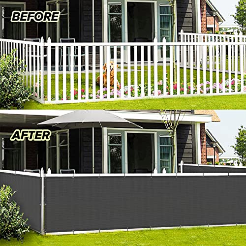 LOVE STORY 3' x 10' Charcoal Balcony Privacy Screen Fence Cover (HDPE) UV Protection Weather-Resistant 3 FT Height Shield for Deck, Patio, Backyard, Outdoor Pool, Porch, Railing