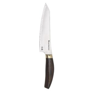 messermeister kawashima 6” utility knife - sg2 powdered steel, eco-brass bolster & walnut pakkawood handle - made in seki, japan