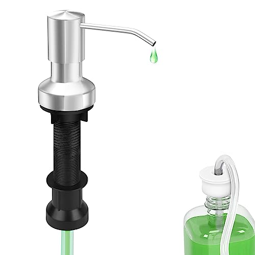 Kitchen Sink Soap Dispenser Brushed Nickel Countertop Soap Dispenser Pump with 47" Extension Tube Kit and 17 Oz Bottle Built in Bathroom Sink Soap Dispenser Dish Soap Pump