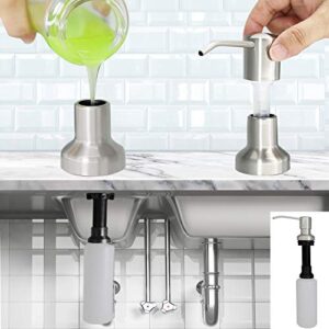 Kitchen Sink Soap Dispenser Brushed Nickel Countertop Soap Dispenser Pump with 47" Extension Tube Kit and 17 Oz Bottle Built in Bathroom Sink Soap Dispenser Dish Soap Pump