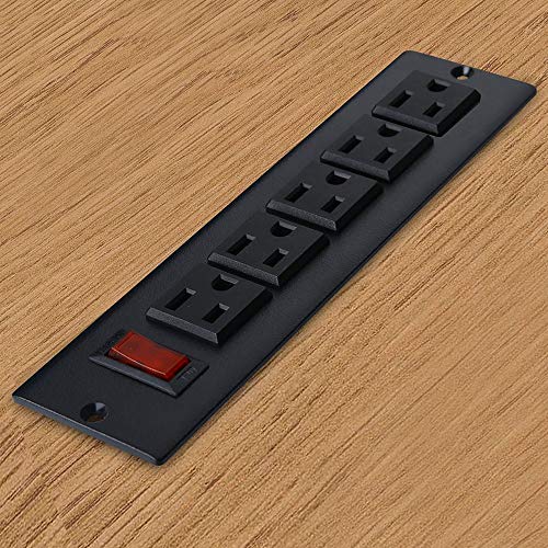 Desk Outlets Recessed Power Strip Without USB Ports Mountable Power Strip Under Desk Power Charging Station with 5AC Outlets Black