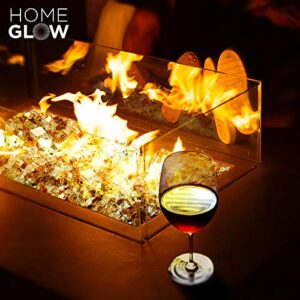 HOMEGLOW Fire Glass. Gold 1/2 inch. Reflective Tempered Glass Rocks for Gas or Propane Fire Pit or Fireplace. 10 Pounds.