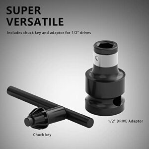 Renekton 3/8” Drill Chuck with 1/4” Quick Change Hex Drive, Convert Impact Driver Hammer and Wrench to Drill