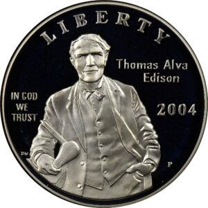 2004 s thomas alva edison commemorative silver dollar - us mint proof dcam -