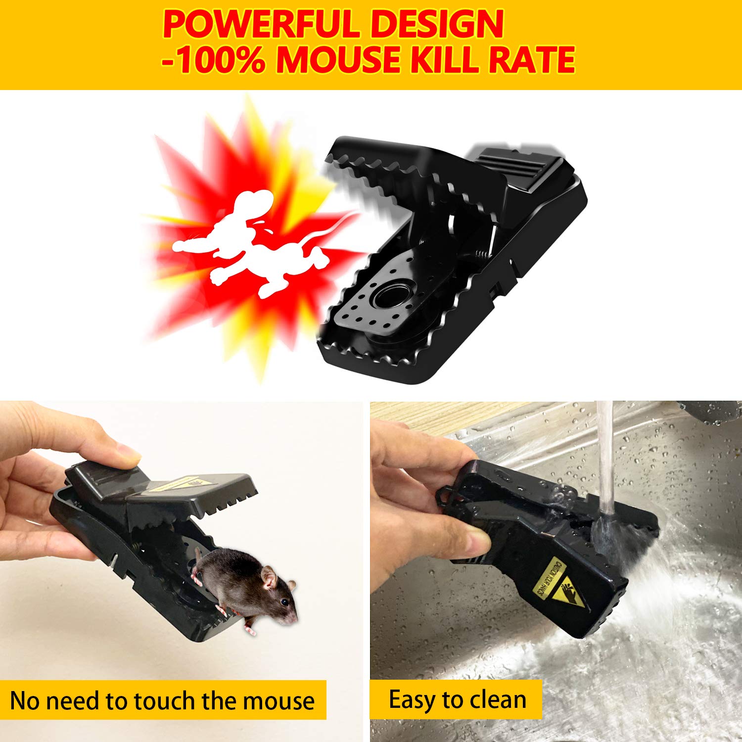 Mouse Traps,Small Mice Traps That Work, Humane Mouse Traps with Detachable Bait Cup, Mouse Catcher Quick Effective - 6 Pack