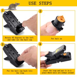 Mouse Traps,Small Mice Traps That Work, Humane Mouse Traps with Detachable Bait Cup, Mouse Catcher Quick Effective - 6 Pack