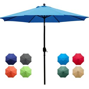 sunnyglade 9ft patio umbrella outdoor table umbrella with 8 sturdy ribs (blue)