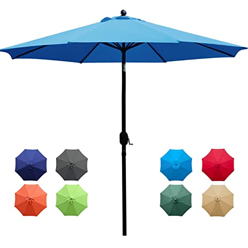 Sunnyglade 9Ft Patio Umbrella Outdoor Table Umbrella with 8 Sturdy Ribs (Blue)