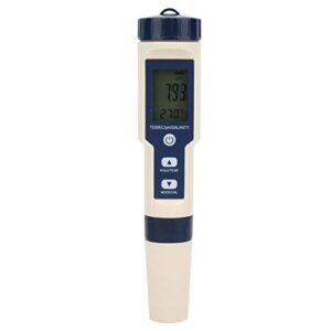 water quality tester, ez-9909 5 in 1 function water quality testing meter ph salinity tds ec tester with backlight for aquaculture, drinking water, swimming pool