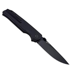 Harnds Vanguard CK7207 Folding Knife Compact EDC with D2 Steel Blade Pocket Knife G10 Handle with Thumb Stub Liner Lock and Reversible two-position Pocketclip (black titanium+stonewash+black)