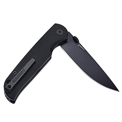 Harnds Vanguard CK7207 Folding Knife Compact EDC with D2 Steel Blade Pocket Knife G10 Handle with Thumb Stub Liner Lock and Reversible two-position Pocketclip (black titanium+stonewash+black)